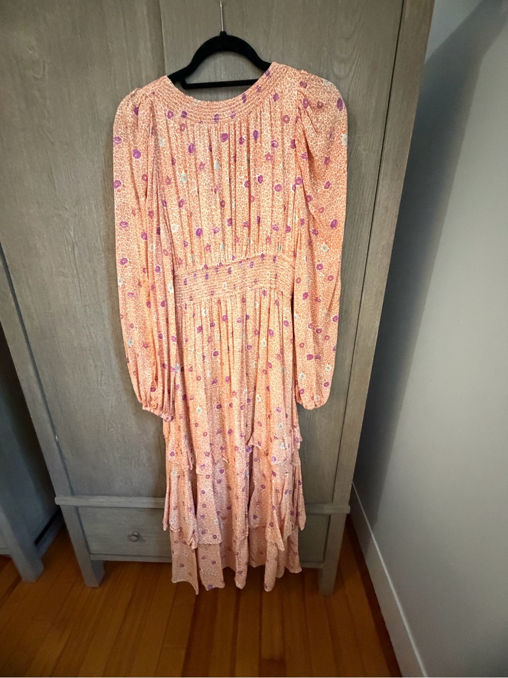 Free People Peach Floral Long Sleeve Maxi Dress - Picture 3 of 3